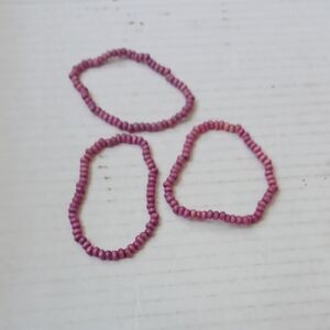 $4 Add-on Pinkish Purple Beaded Bracelets - Set Of 3